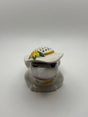 Vtg 1980 Avon FLIRTATIOUS FROG Toad Ceramic Pomander Potpourri Sachet Winking